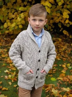 Boys Shawl Neck Cardigan Oatmeal
