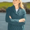 Bramble Aran Shawl Collar Sweater Atlantic