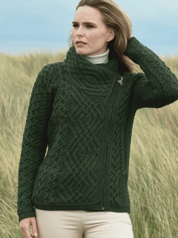 Cable Knit Side Jacket Green