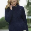 Cable knit Side Zip Cardigan Navy