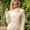 Cable Knit Side Zip Cardigan Natural