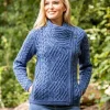Cable Knit Side Zip Cardigan Royal Blue