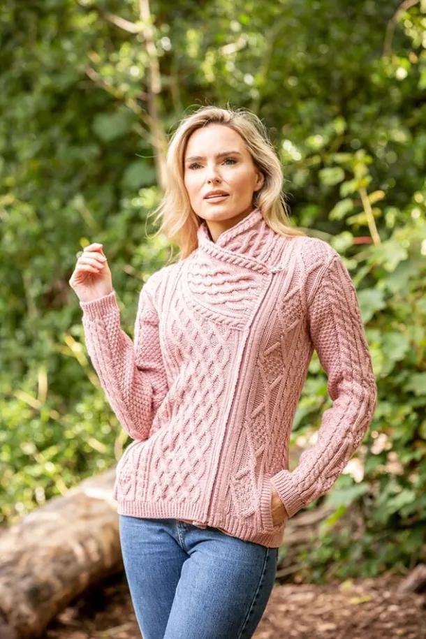 Cable Knit Side Zip Pink