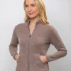 Cashmere and Merino Full Zip Cardigan Light Brown