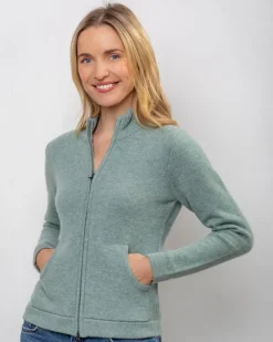 Cashmere and Merino Full Zip Seagreen