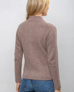 Cashmere and Merino Full Zip Cardigan Light Brown