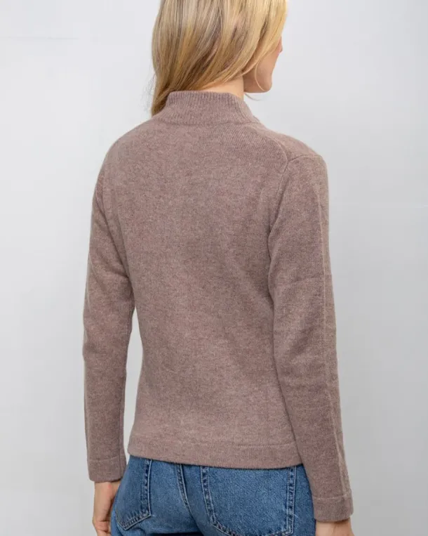 Cashmere and Merino Full Zip Cardigan Light Brown
