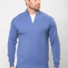 Cashmere and Merino Wool 1/2 Zip Sweater Denim