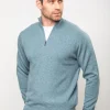 Cashmere and Merino wool 1/2 Zip Sweater Glacier