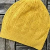 Cashmere Cable Knit Beanie Mustard