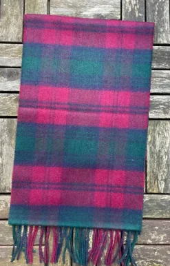 100% Cashmere Green Red Tartan
