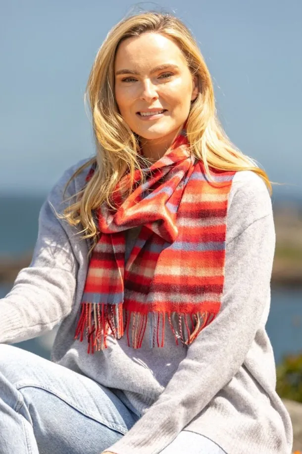 100% Cashmere Scarf Red Check