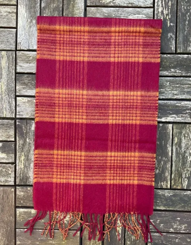 100% Cashmere Scarf Red Yellow