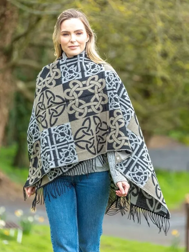 Celtic Design Shawl Black Mix