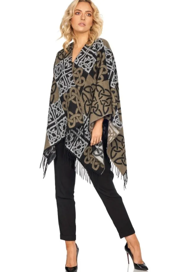 Celtic Design Shawl Black Mix
