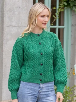 Clover Cropped Cardigan Green