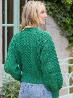 Clover Cropped Cardigan Green