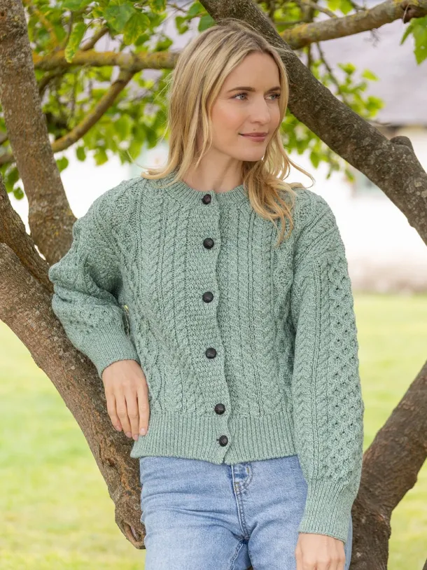 Clover Cropped Cardigan Sage Green