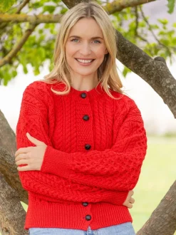 Clover Cropped Cardigan Scarlet