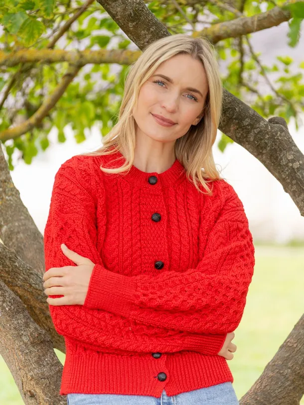 Clover Cropped Cardigan Scarlet