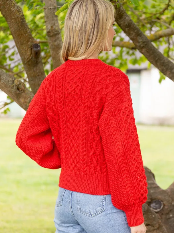 Clover Cropped Cardigan Scarlet