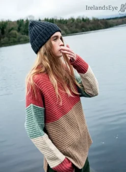 Contrast Funnel Neck Sweater Sunset Biscuit
