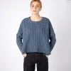 Cropped Aran Sweater Sea Spray Blue