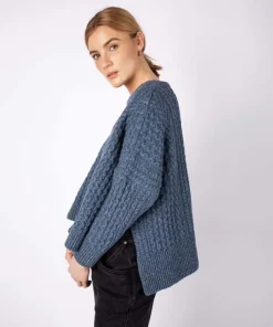 Cropped Aran Sweater Sea Spray Blue