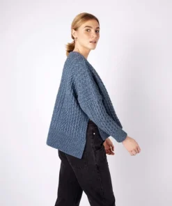 Cropped Aran Sweater Sea Spray Blue