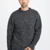 100% Donegal Roll Neck Sweater Charcoal
