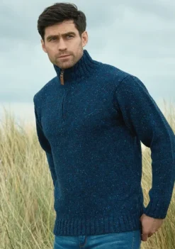 Donegal Wool Half Zip- denim