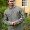100% Donegal Wool Roll Neck Sweater Grey