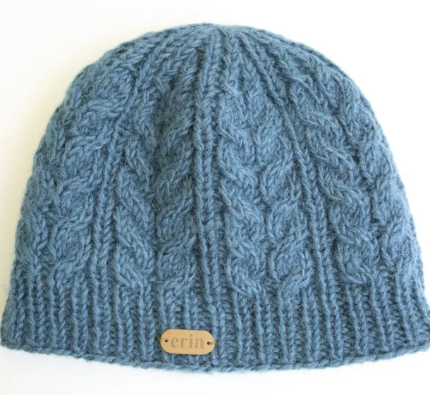 Erin Cable Knit Hat Blue