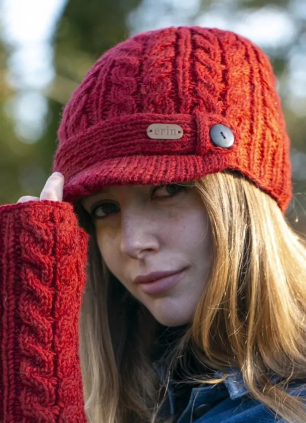 Erin Peak Cable Knit Hat Red