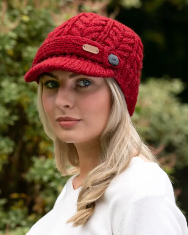 Erin Peak Cable Knit Hat Red