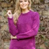 Extra Fine Merino Ladies Roll Neck Sweater Pink
