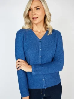 Extra Fine Merino Wool & Cashmere Cardigan Denim