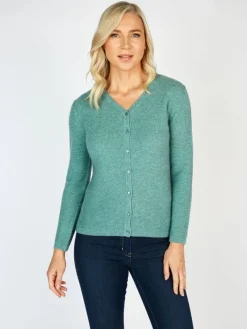 Extra Fine Merino Wool & Cashmere Cardigan Green