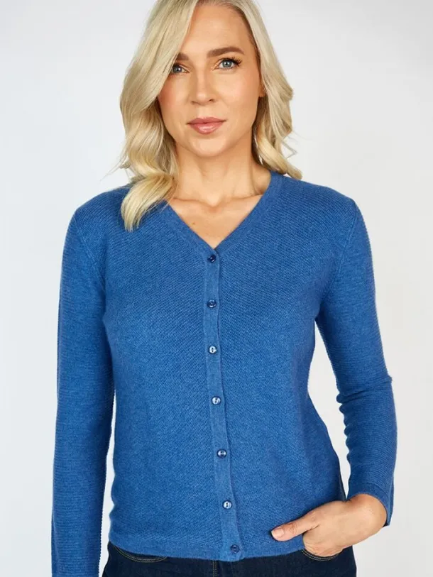 Extra Fine Merino Wool & Cashmere Cardigan Denim