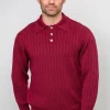 Extra Fine Merino Wool Button Neck Sweater - Berry