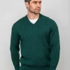 Extra Fine Merino Wool v Neck Sweater Forest Green