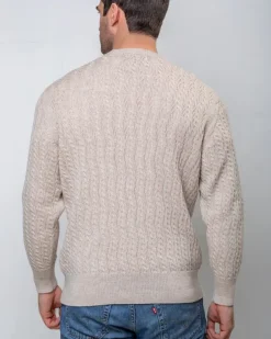 Extra Fine Merino Wool V Neck Sweater Beige