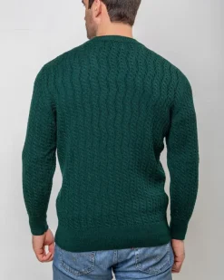 Extra Fine Merino Wool v Neck Sweater Forest Green