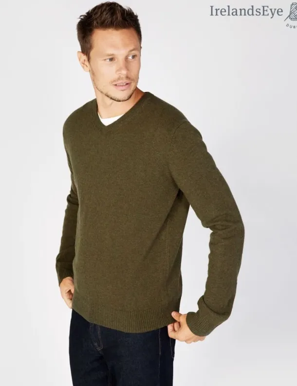 Extra Fine V Neck Sweater Green