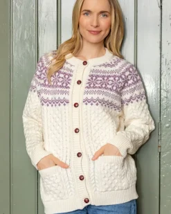 Fairisle Merino Wool Cardigan - Natural