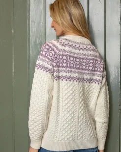 Fairisle Merino Wool Cardigan - Natural