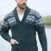 Fairisle Shawl Cardigan Charcoal