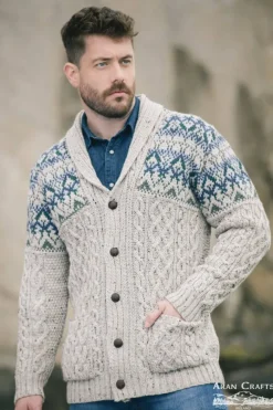 Fairisle Shawl Cardigan Oatmeal