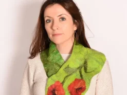 Felt Leaf Scarf Poppy Flower