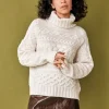 100% Fine Merino Wool Cable Knit Polo Neck